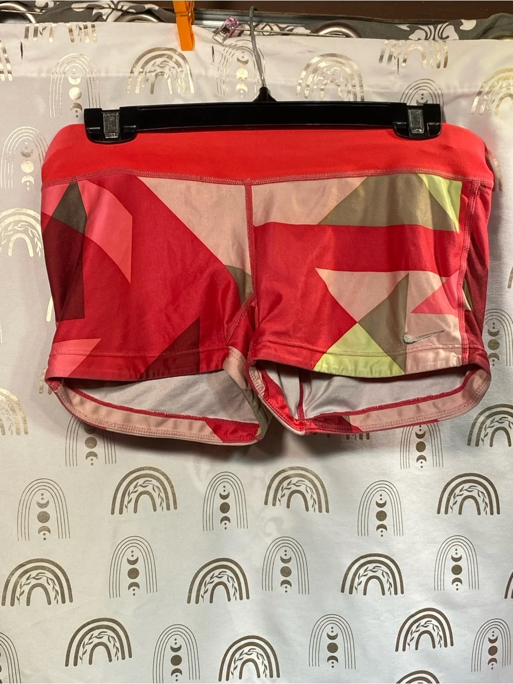 Nike Women's Geo-Print Coral Athletic Shorts